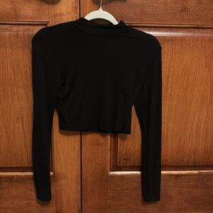 Aeropostale black mock neck cropped long sleeve; size M